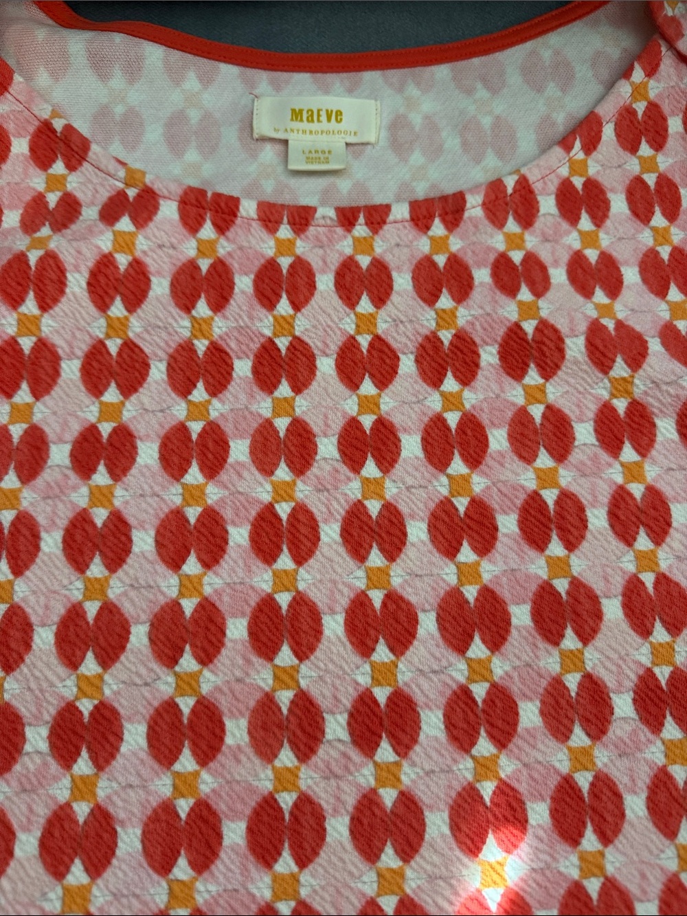 Anthropologie Orange and Cream Geometric Tank - Picture 3 of 4